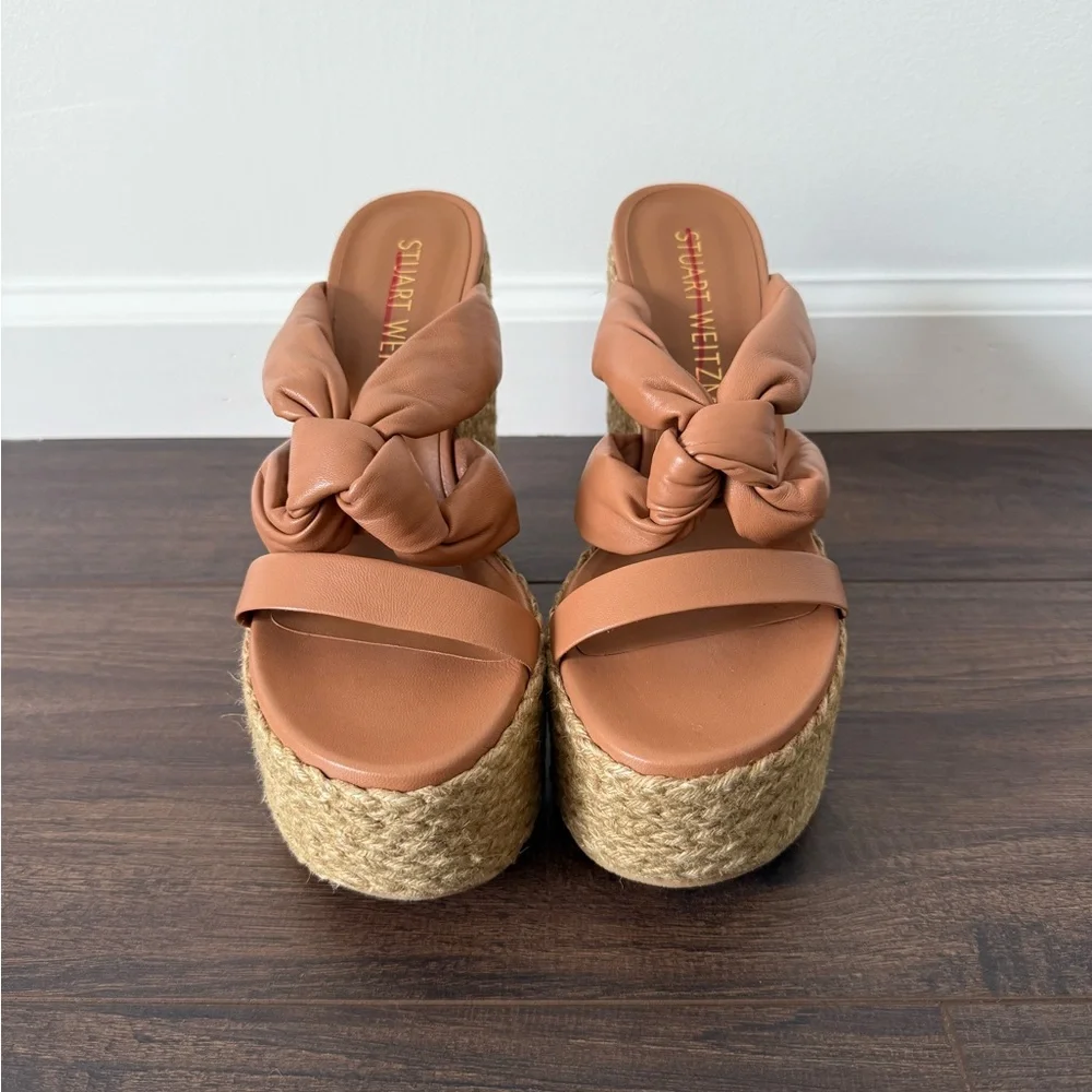 Stuart Weitzman Leather Knotted Espadrille Sandal